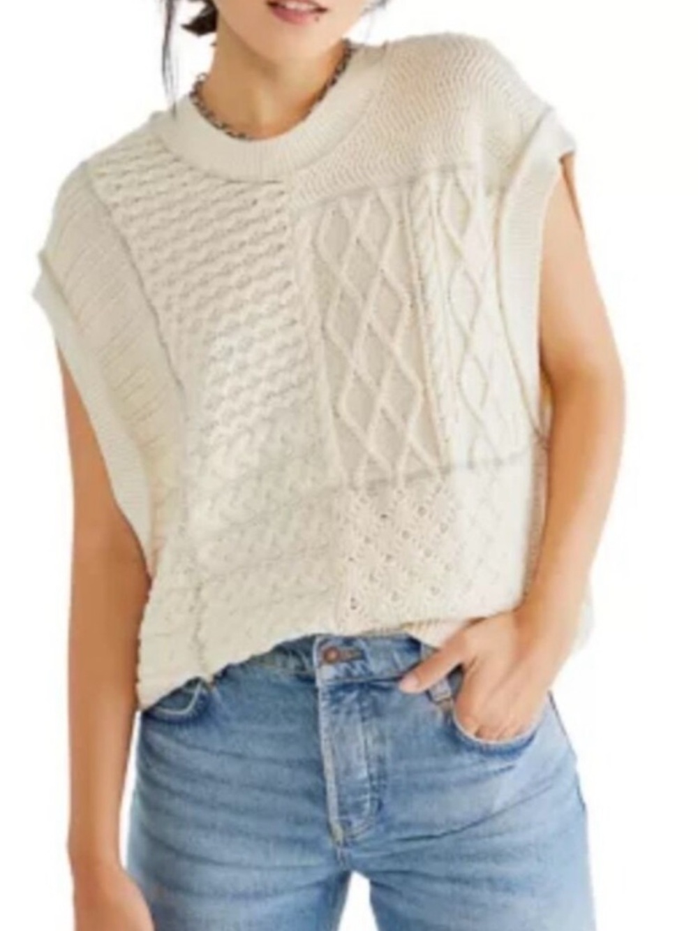Free People Take The Plunge Patchwork Sweater Vest
